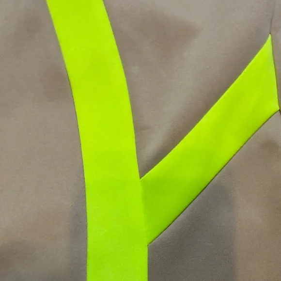 Neon Panel Bodycon Mini Dress | Tan & Lime | Sleeveless Club / Night Out Dress - Picture 9 of 10